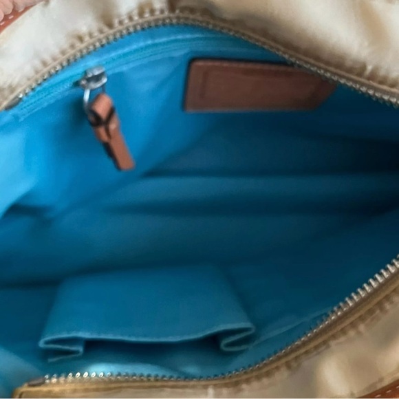 COACH 
•Sateen Leather 
•Gold outside 
•Blue interior 
•Satchel Handbag
•F11992 - Picture 4 of 6